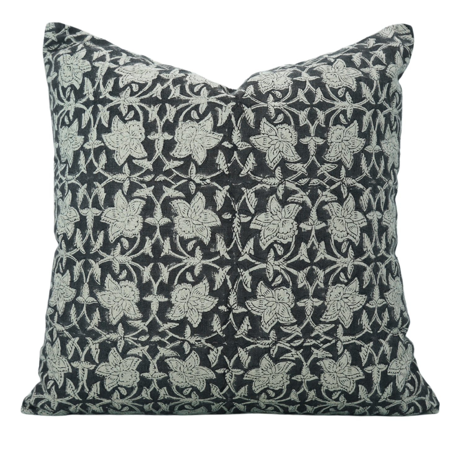 Block Printed Pure Linen Pillow Cover - Chudamani By Fabdivine