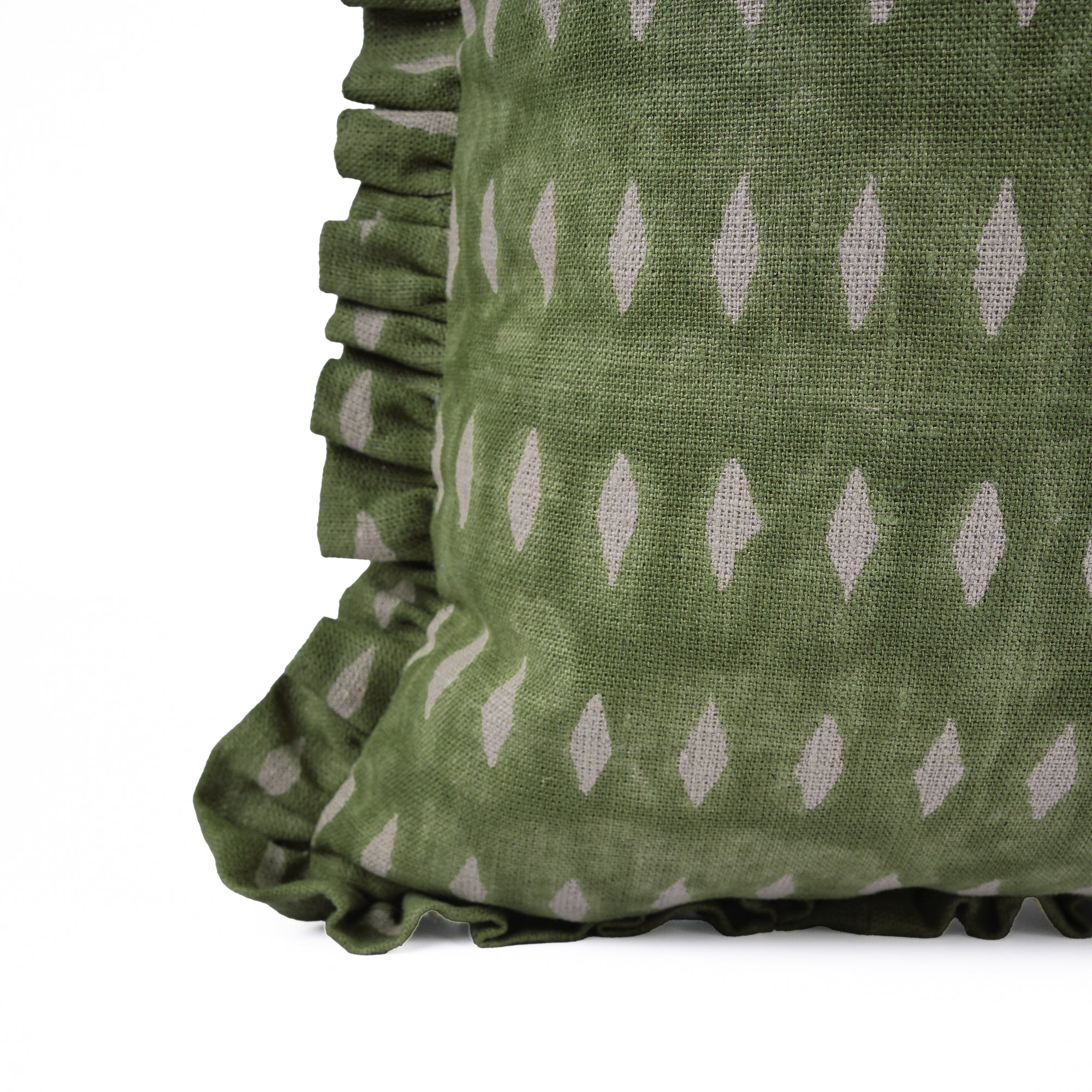 Indian Artisan Omji Hand Block Print Green Pillow Cover