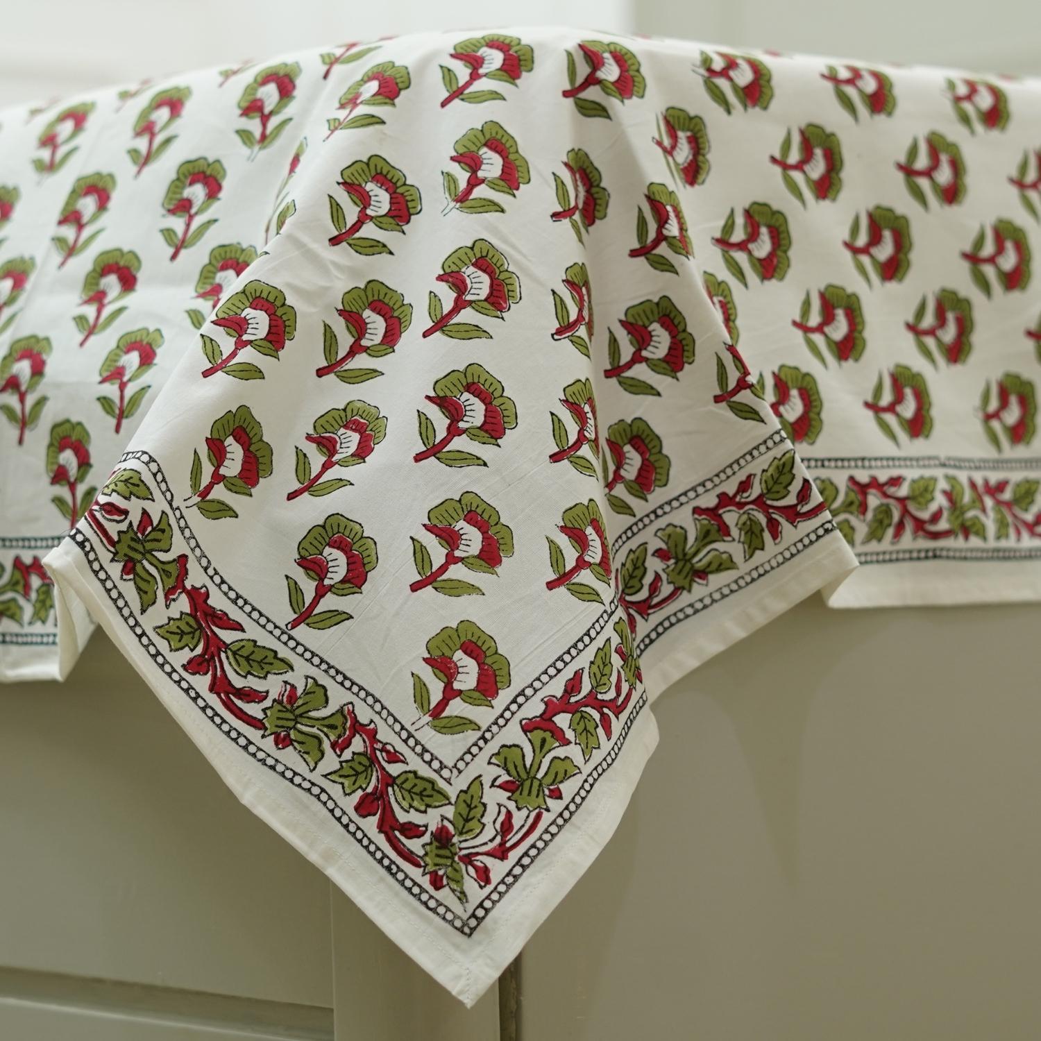 Floral block print 100% cotton bedsheet, natural bedding, decorative cotton bedspreads, colorful printed bedsheet for bedrooms, living room.
