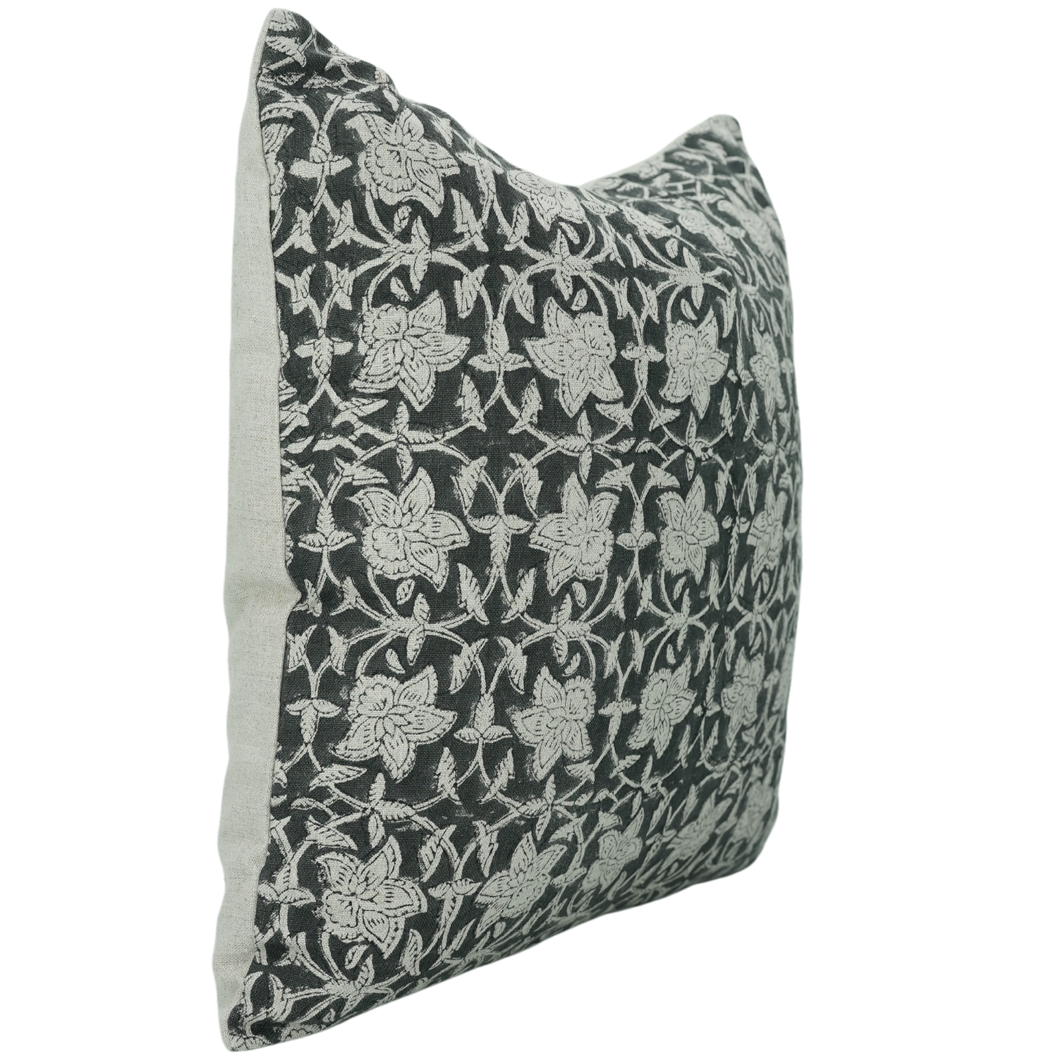 Block Printed Pure Linen Pillow Cover - Chudamani By Fabdivine