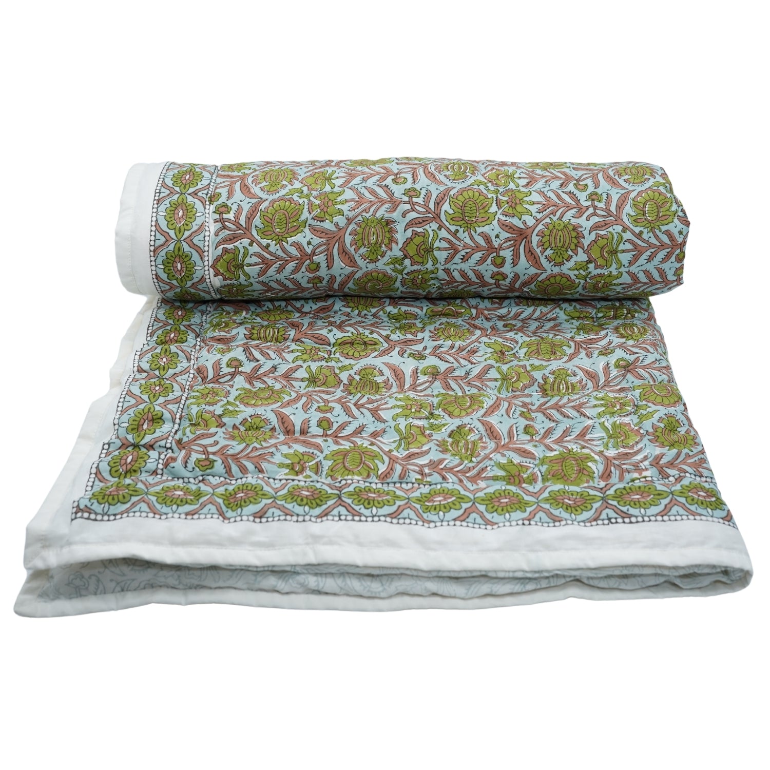 Jaipuri Jaal Hand Block Print Reversible Cotton Quilt