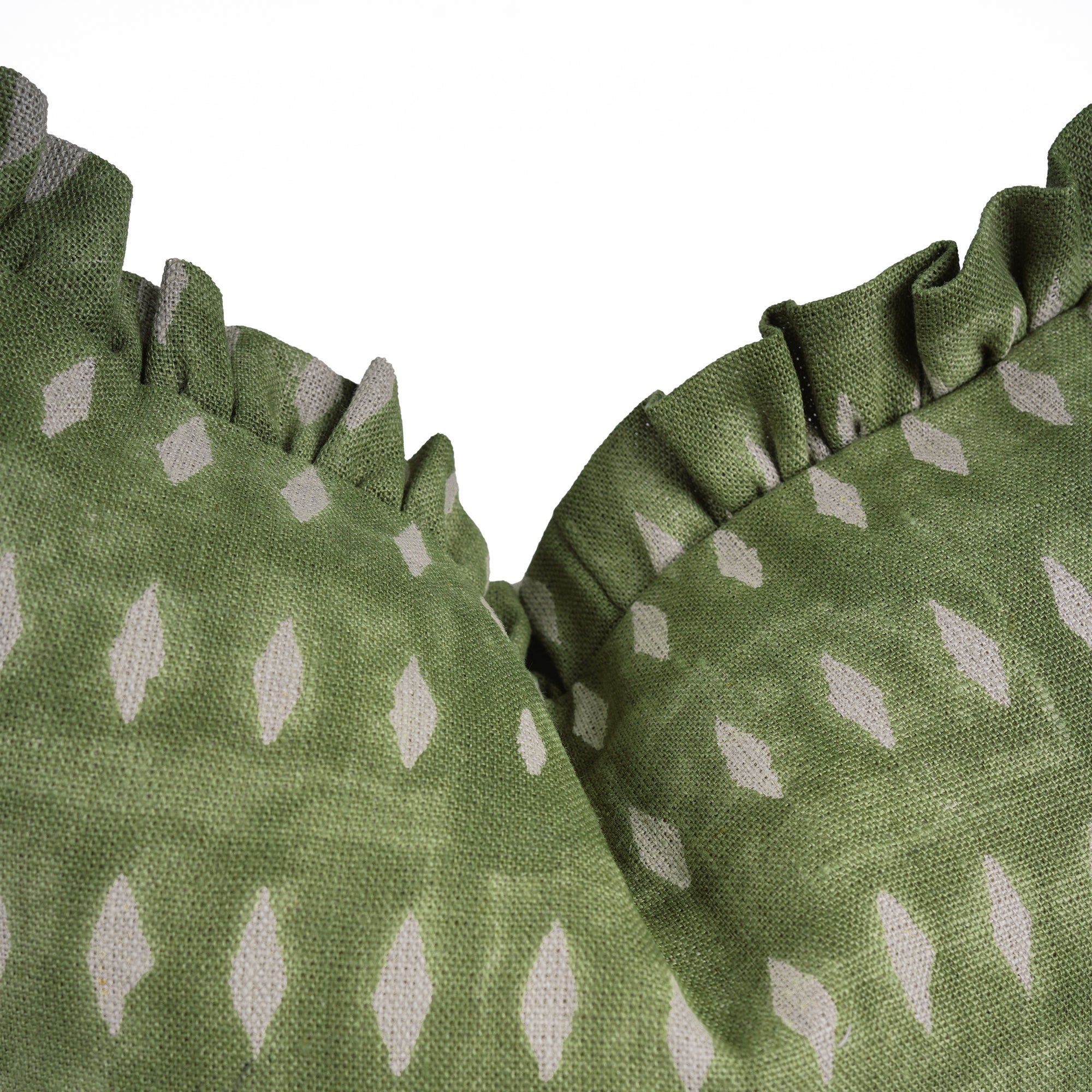 Indian Artisan Omji Hand Block Print Green Pillow Cover