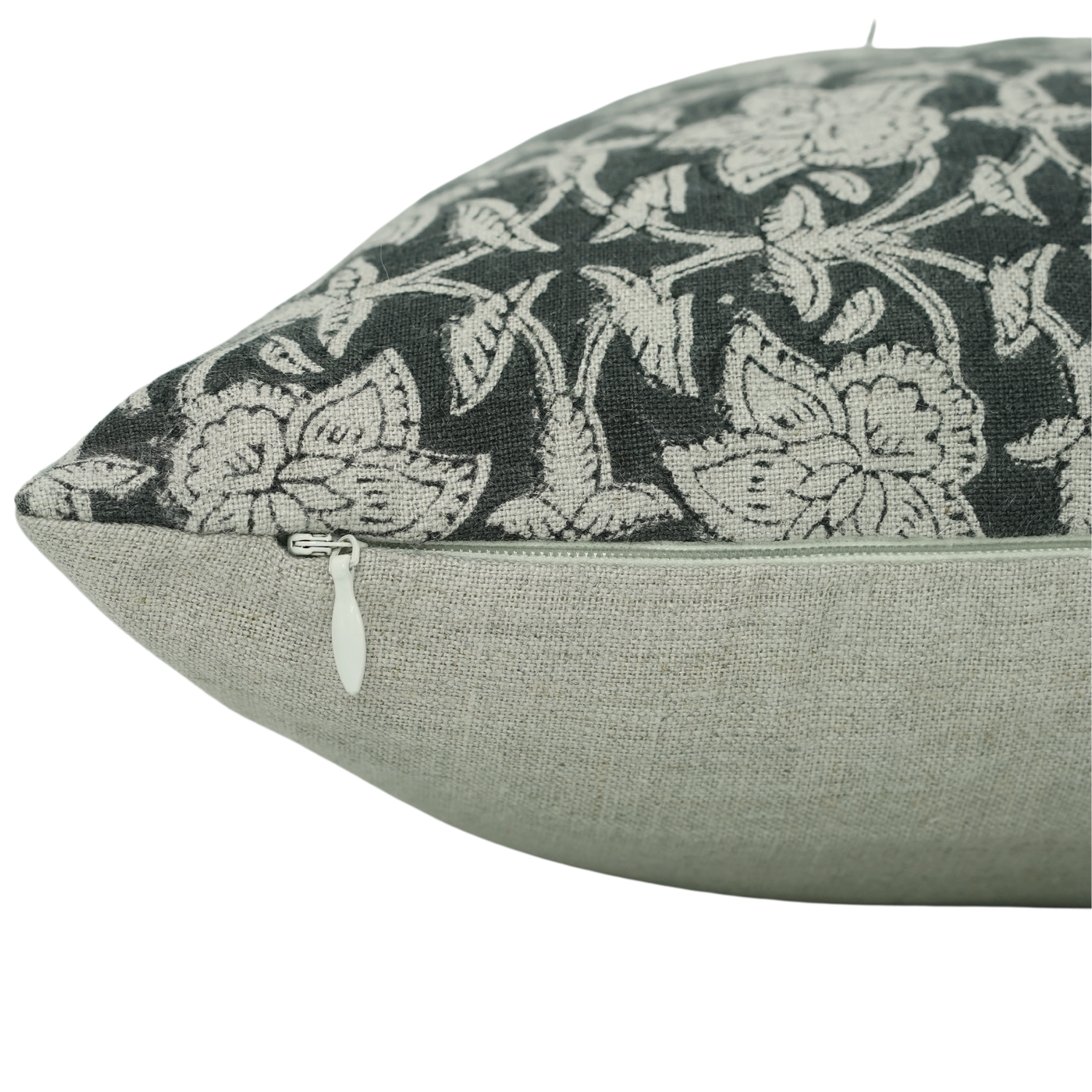 Block Printed Pure Linen Pillow Cover - Chudamani By Fabdivine
