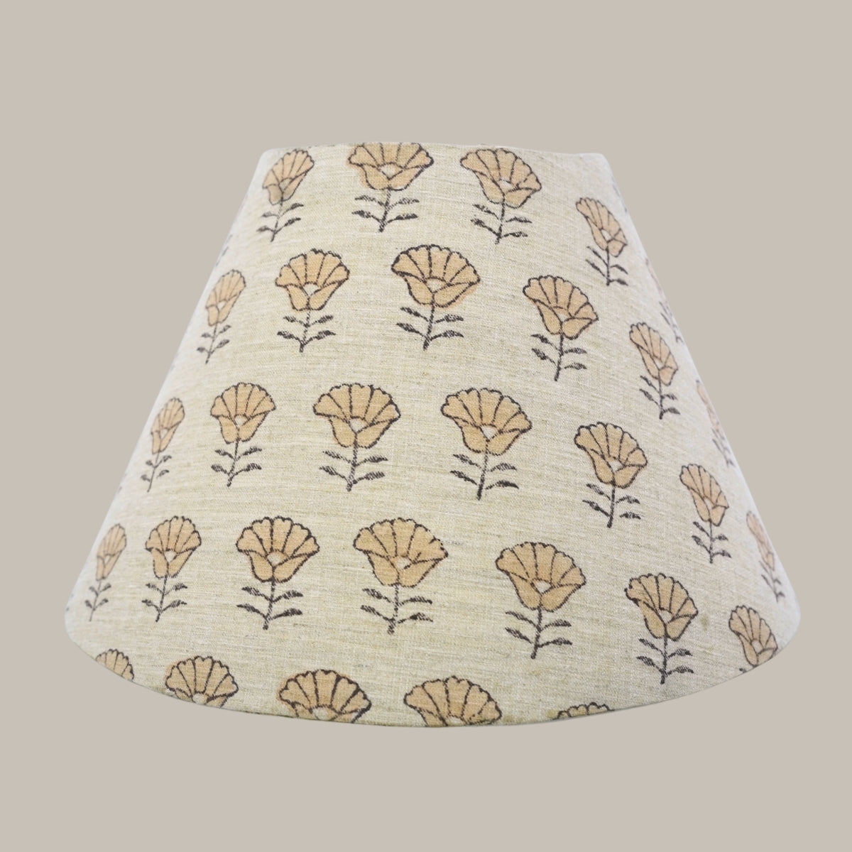 Block Printed Kohinoor Beige Linen Blend Lampshade