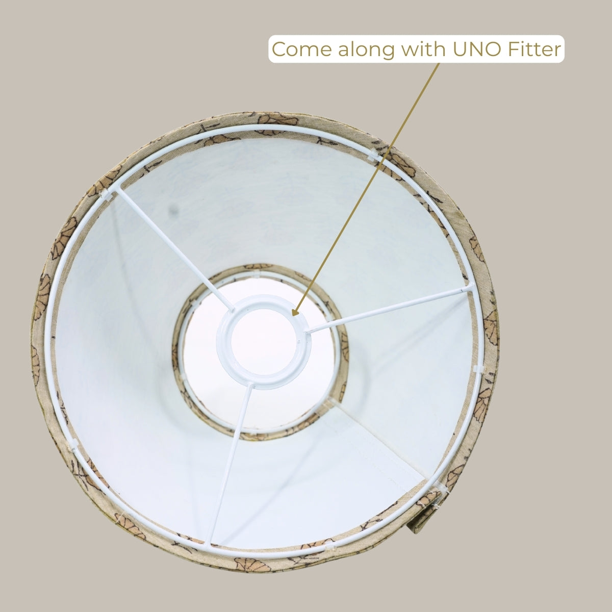 Block Printed Kohinoor Beige Linen Blend Lampshade