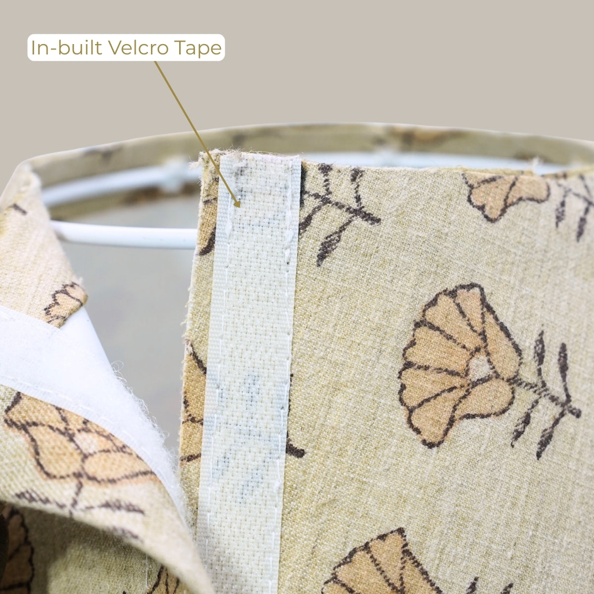 Block Printed Kohinoor Beige Linen Blend Lampshade