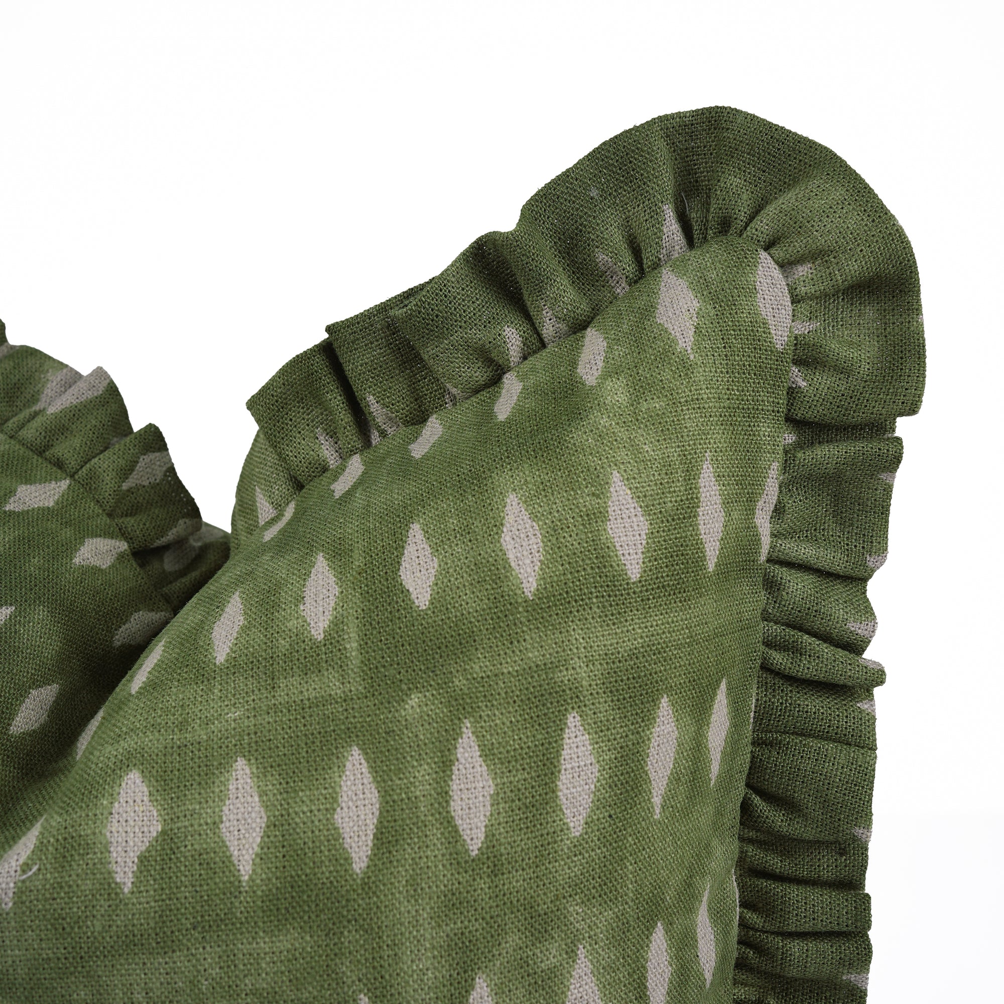 Indian Artisan Omji Hand Block Print Green Pillow Cover