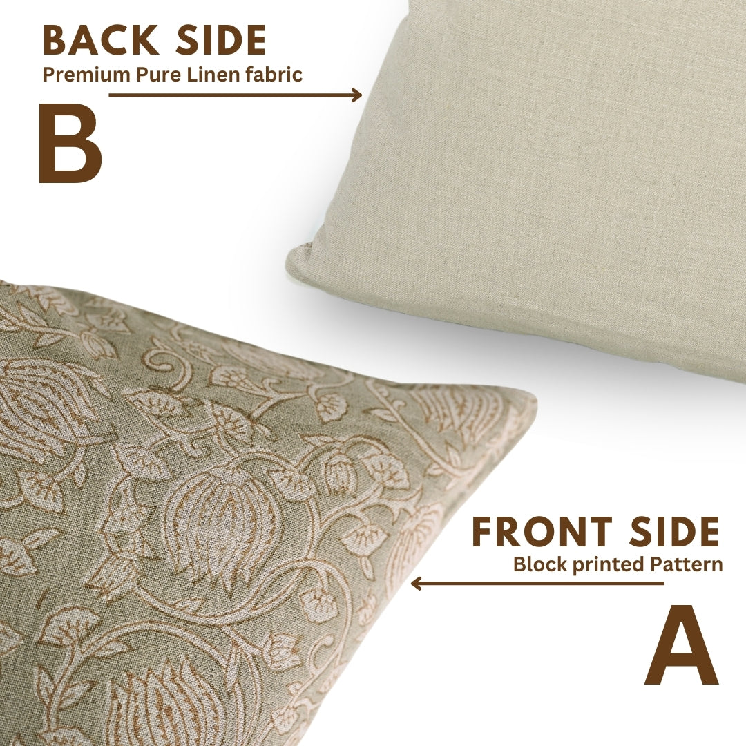 Square/Lumber Block Printed Pillow Cover - Pure Linen - 6 Kamal