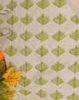 Handmade Block Printed Green Patagobhi Design in Pure Linen Unique Holiday Decor Christmas Tree Skirts