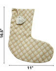 Handmade Gold Fusion Floral Pom Pom Christmas Stocking in Pure Linen Family Holiday Decor – RAJPUTANA JAAL