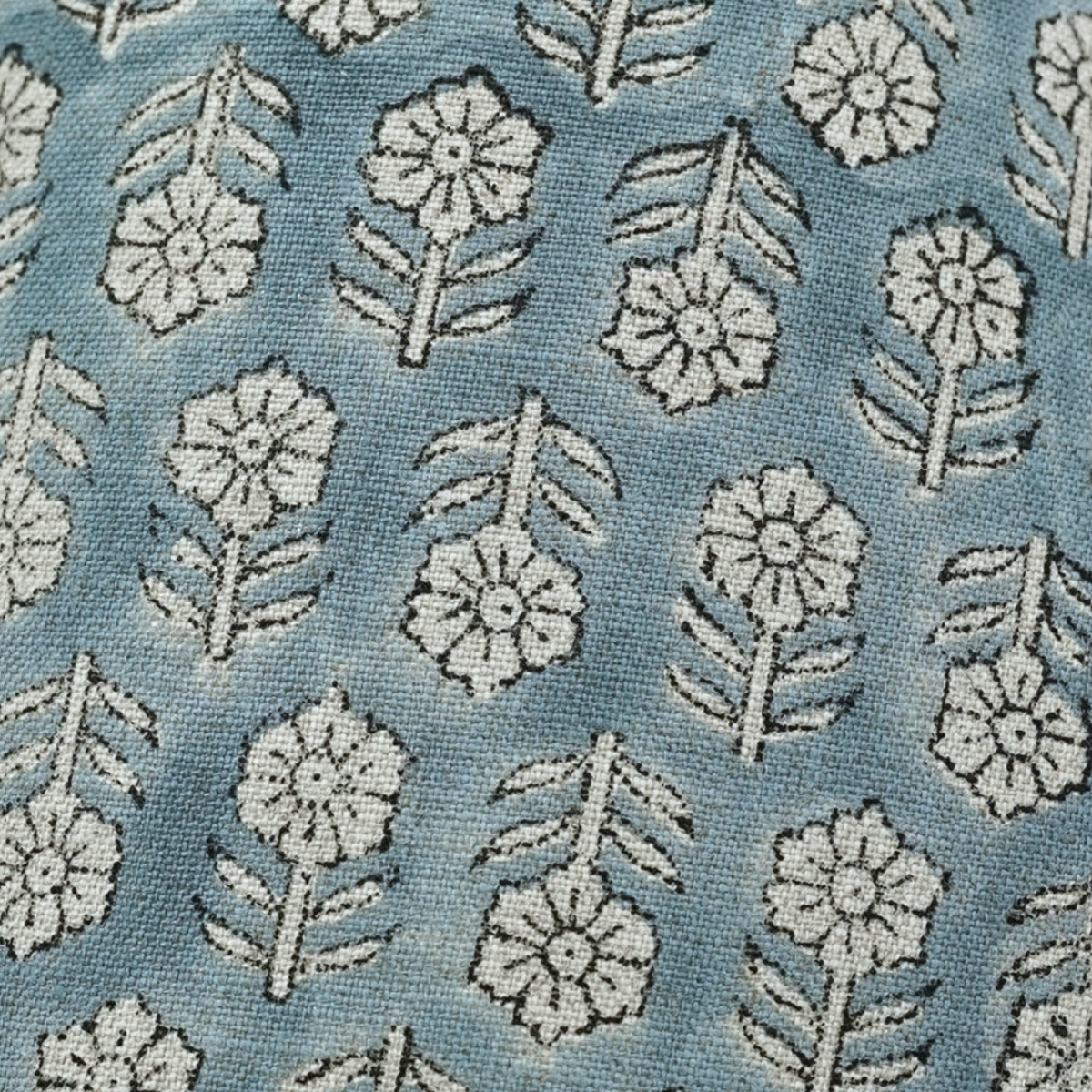 Handmade Tulsi Butti Gray Floral Pure Linen Drum Lampshade