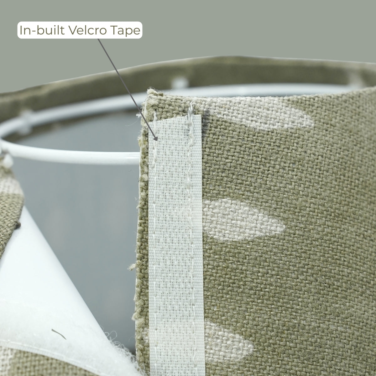 Omji Light Green Gray Mini Floral Thick Linen Detachable Lampshade