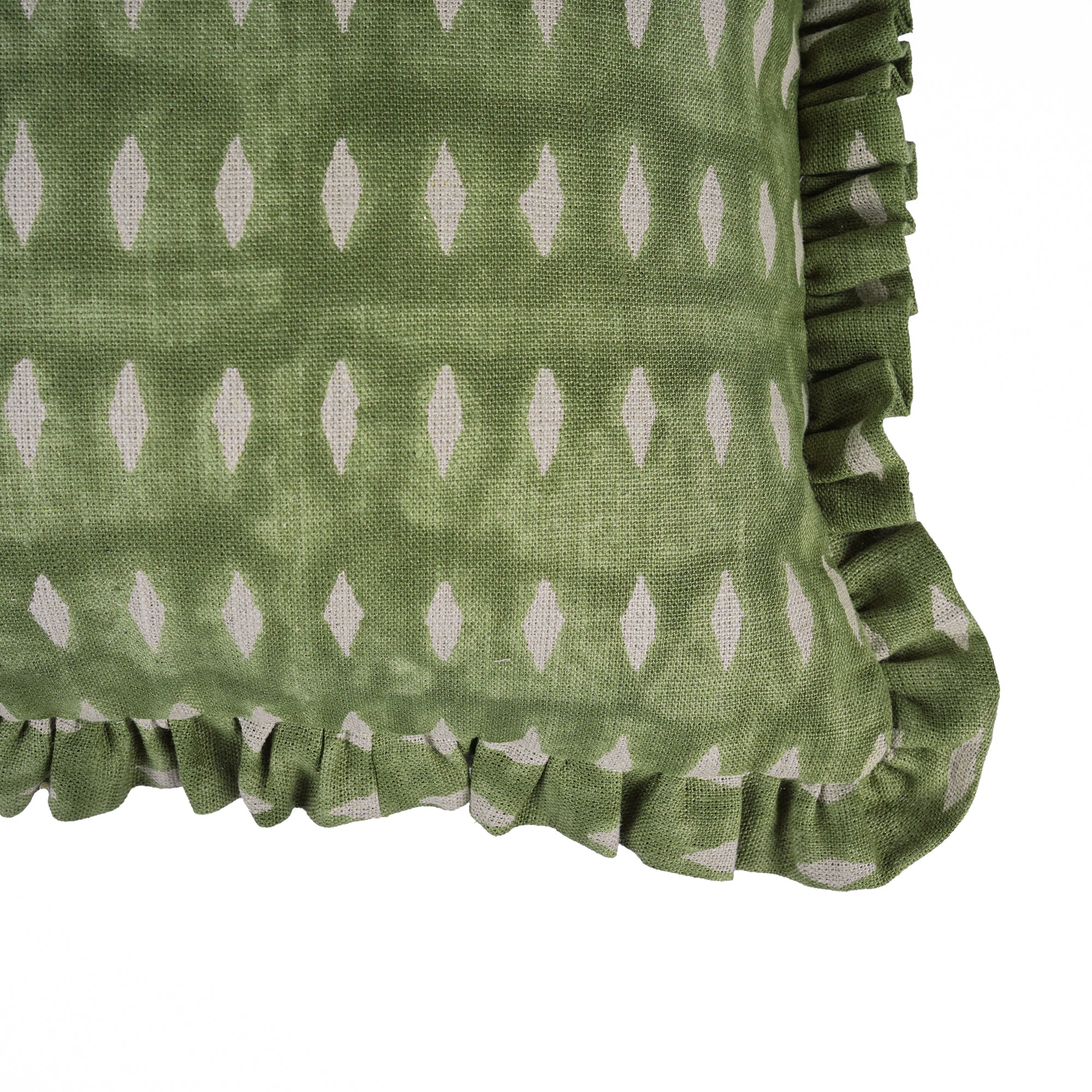 Indian Artisan Omji Hand Block Print Green Pillow Cover