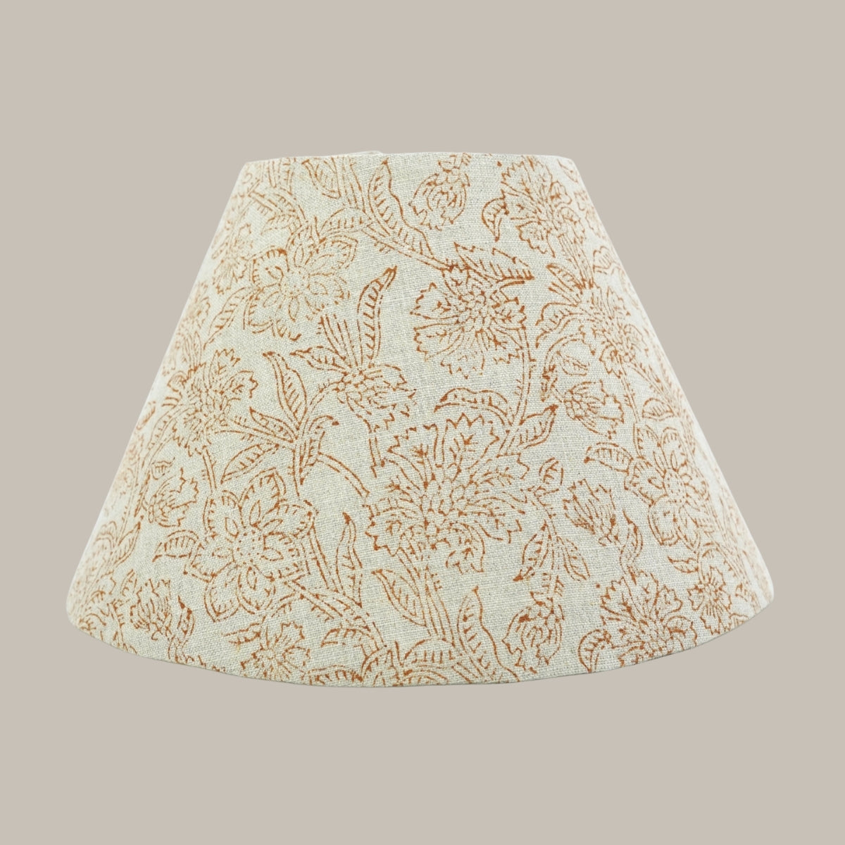 Jarul Brown Gray Floral Pure Linen Handcrafted Detachable Lampshade