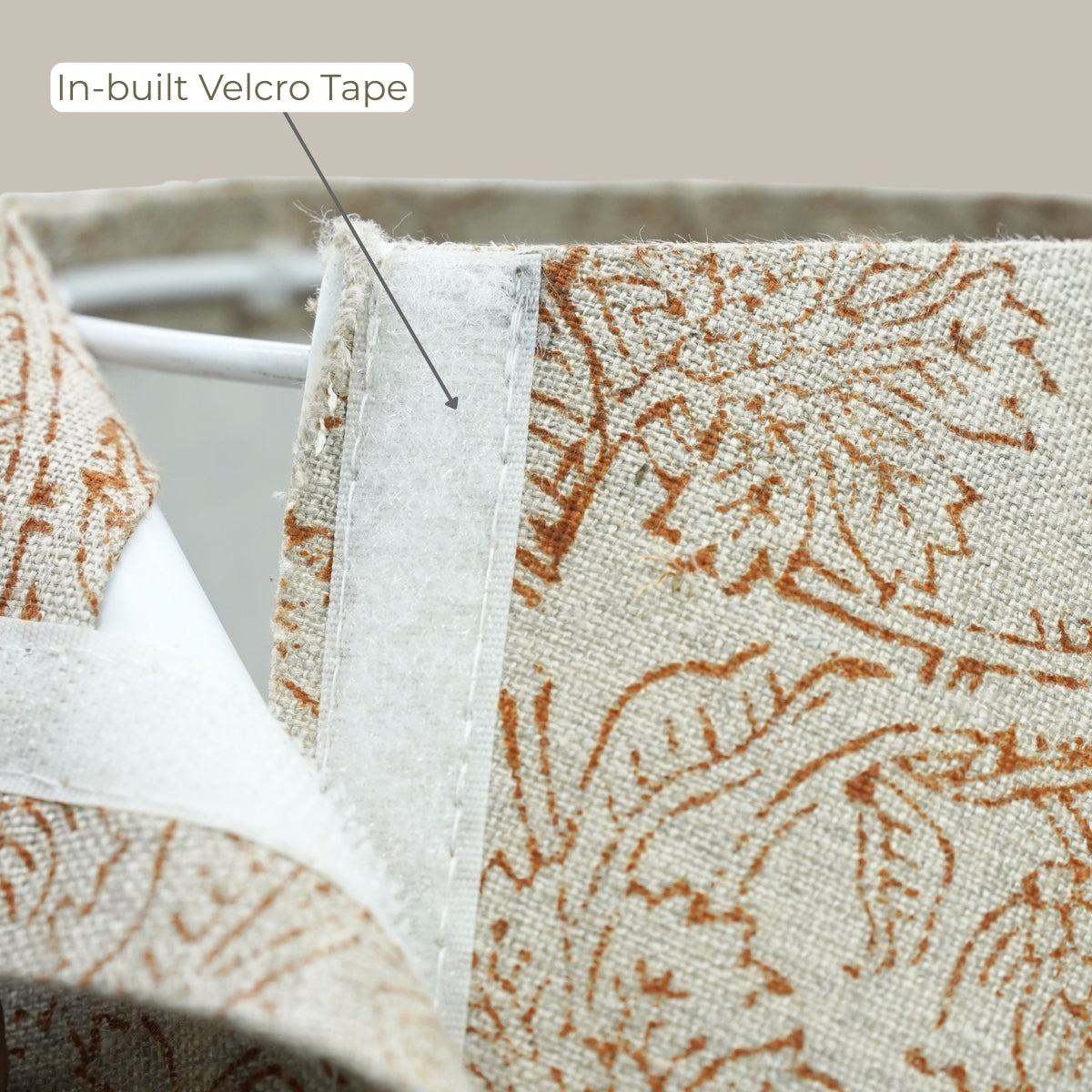 Jarul Brown Gray Floral Pure Linen Handcrafted Detachable Lampshade