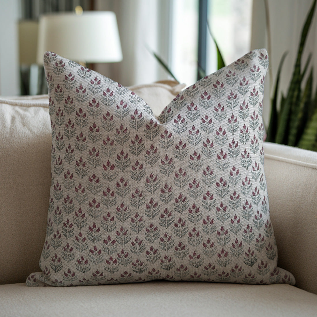 block printed floral patterned pillow cover