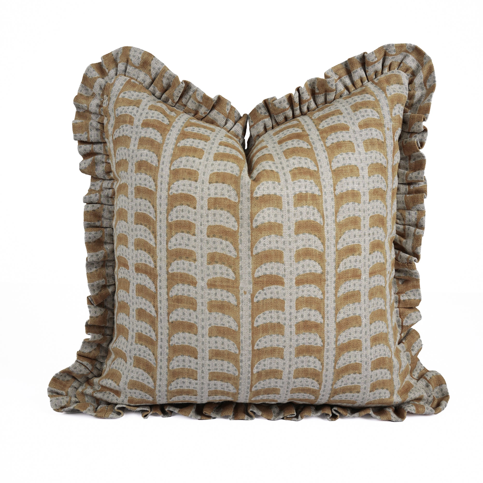 Indian Artisan Block Print Ruffled Throw Pillow – Garud Design