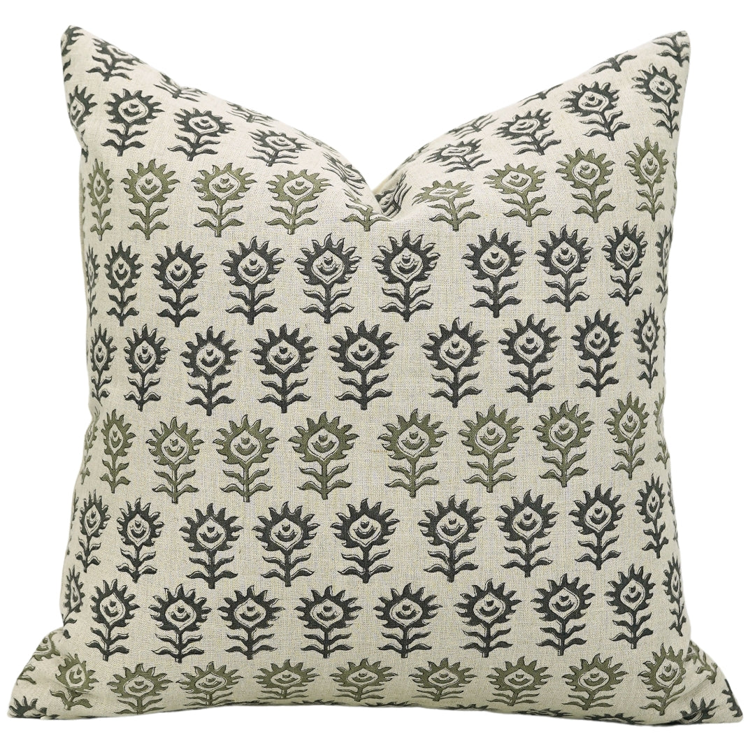 Square/Lumber Block Printed Pillow Cover - Pure Linen - Surajmukhi
