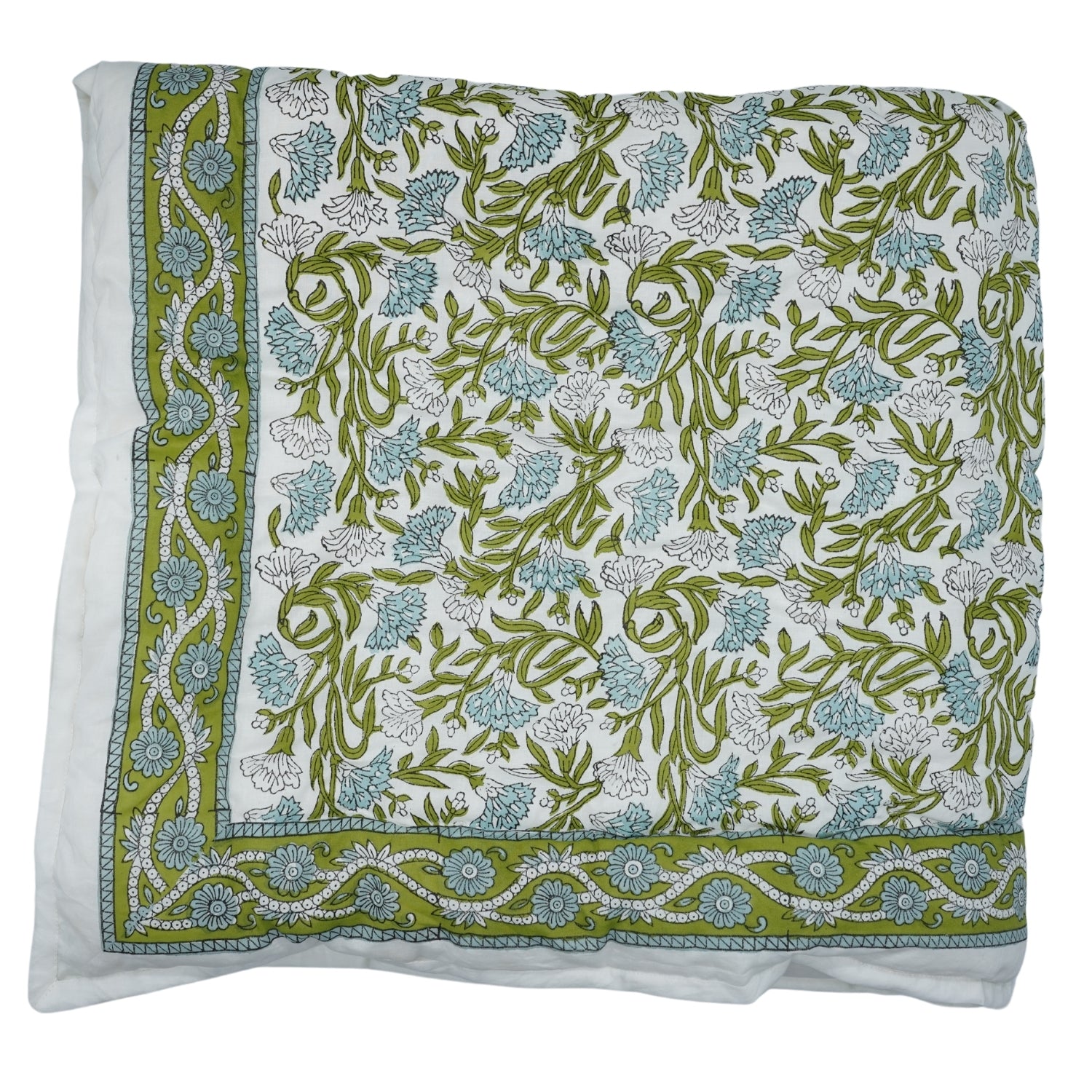 Thorny Stems Hand Block Print Reversible Cotton Quilt