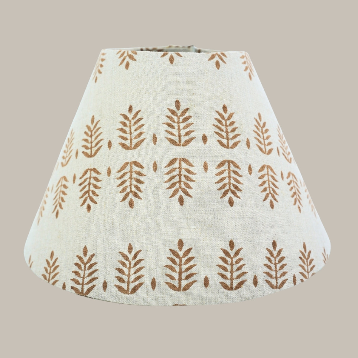 Handmade Darpan Brown Floral Linen Lampshade | Drum & Coolie Styles