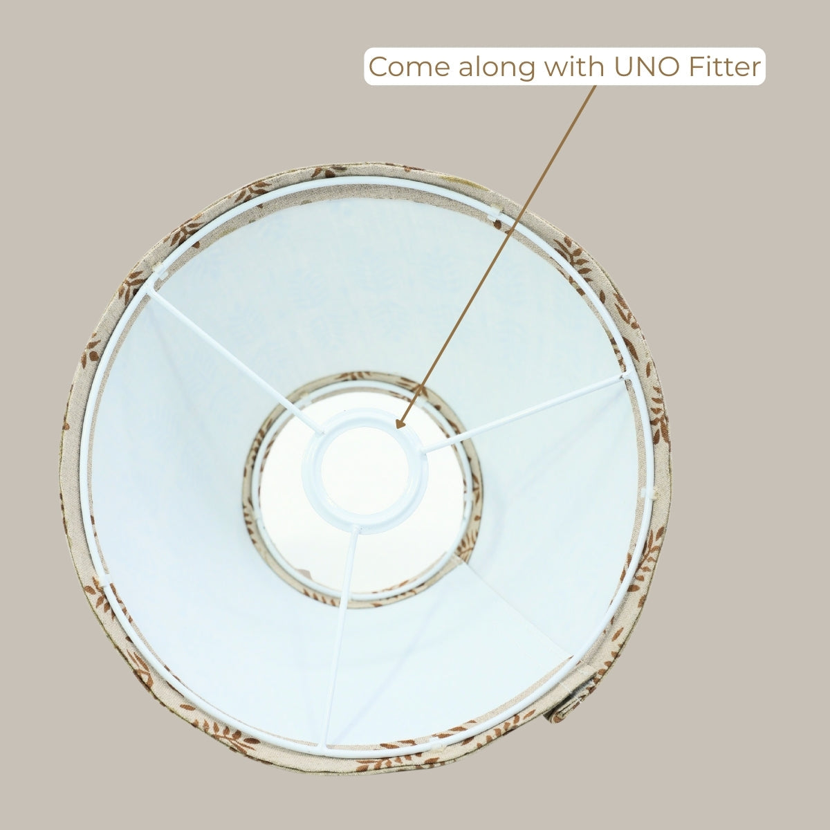 Handmade Darpan Brown Floral Linen Lampshade | Drum & Coolie Styles