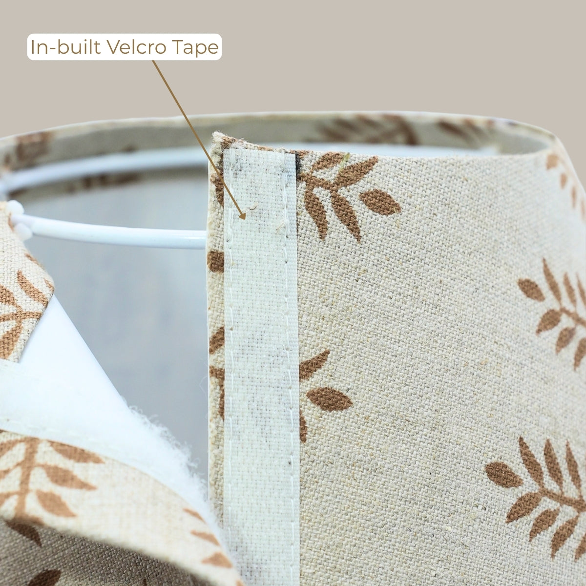 Handmade Darpan Brown Floral Linen Lampshade | Drum & Coolie Styles