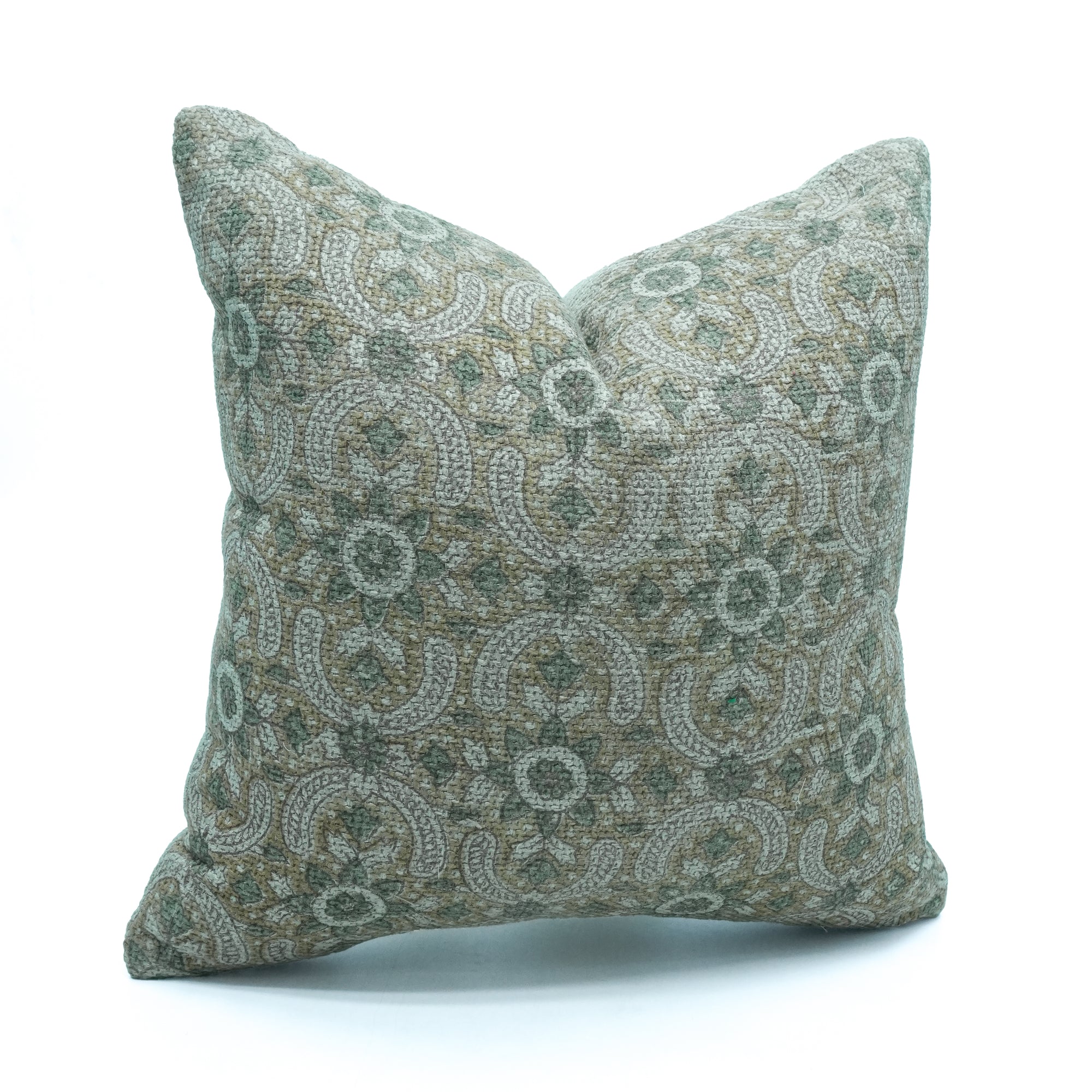 Indian Artisan Jute Linen Cushion Cover Gray Floral - Mahek