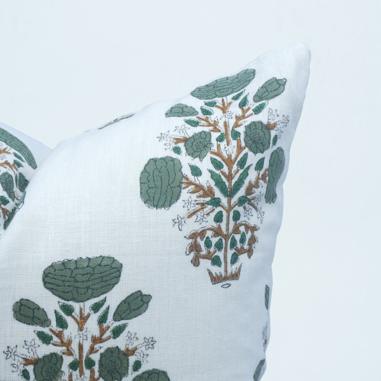 Indian Printed Pillow Cover | Gray Swadesh on Pure White Linen