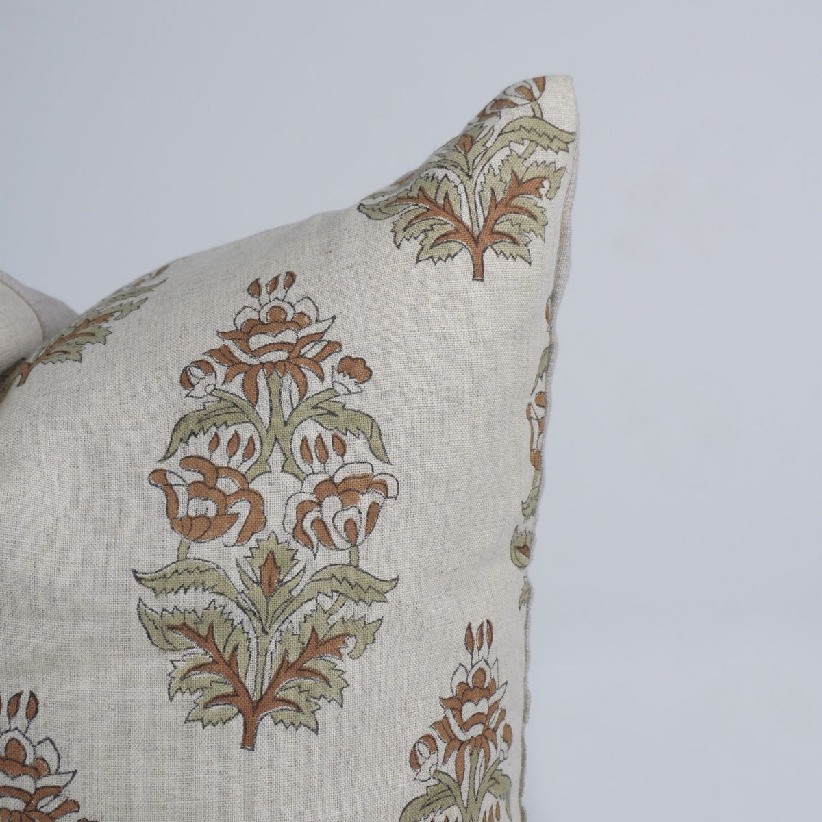 Indian Print Hibiscus Pure Linen Throw Cover