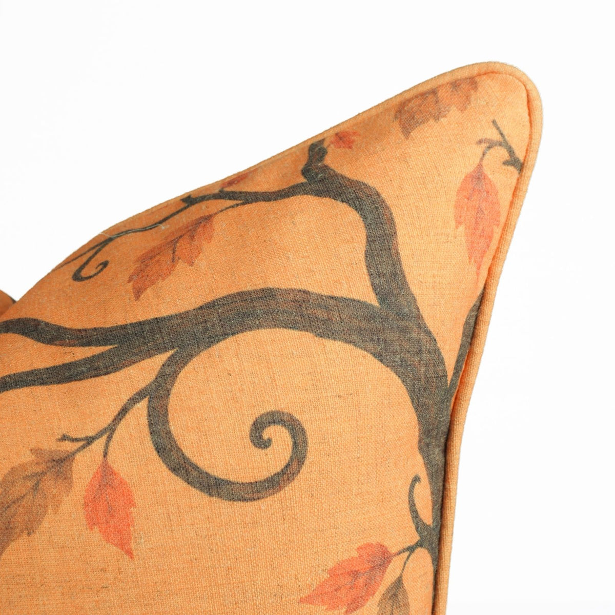 Orange Halloween Pumpkin Linen Piping Cushion Cover
