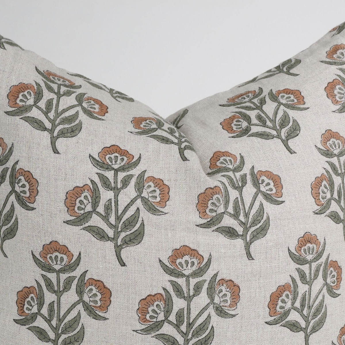 Rust Floral Pure Linen Indian Print Cushion Cover – Bael Patra