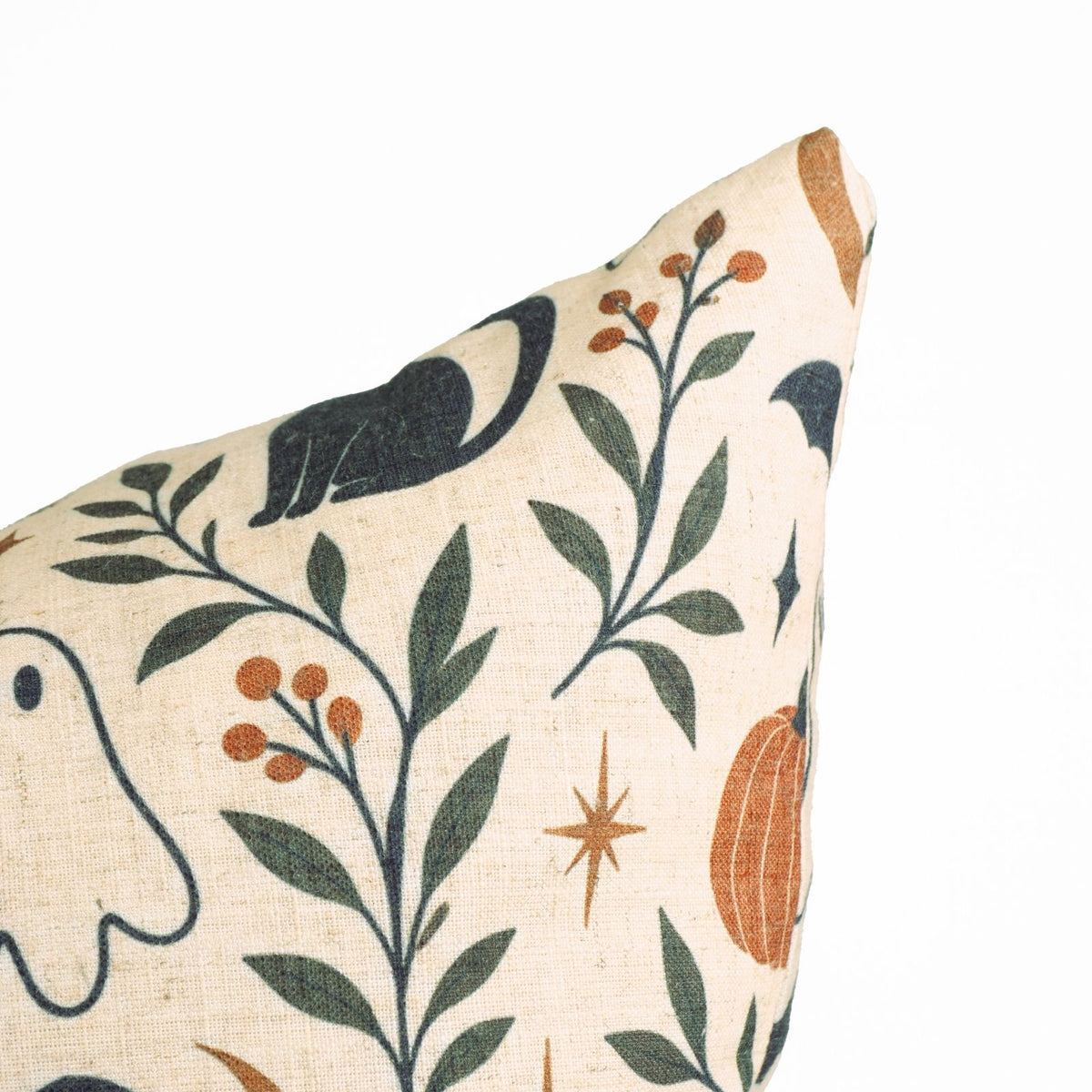 Halloween Black Cat Ghosts Viscose Linen Cushion Cover - Spooky