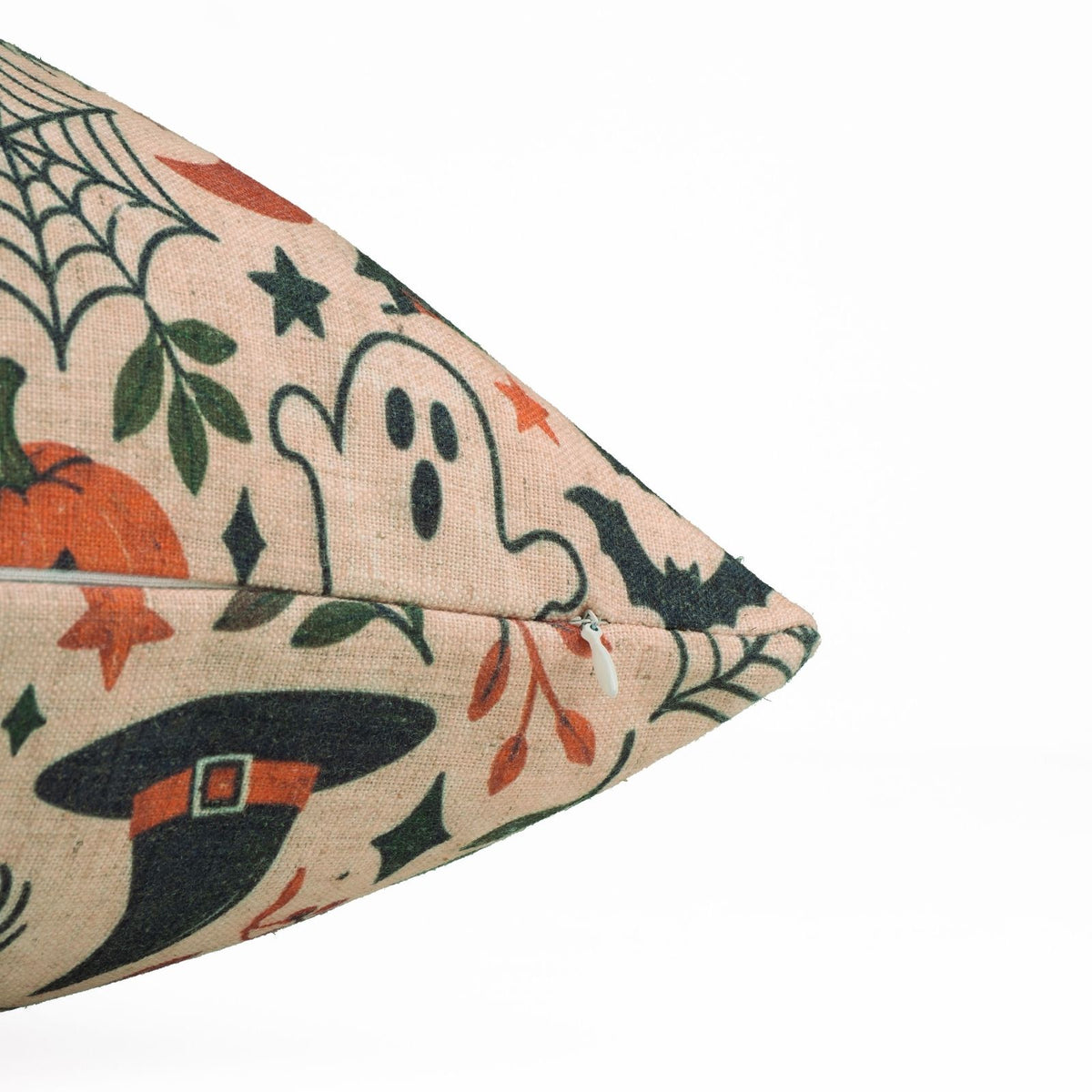 BooMix Halloween Printed Natural Beige Viscose Linen Pillow