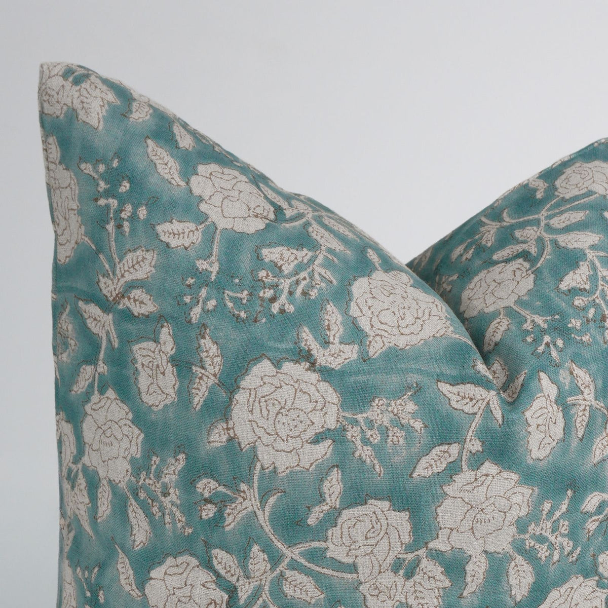 Handcrafted Decor Rameshwaram Teal Linen Pillow Cover