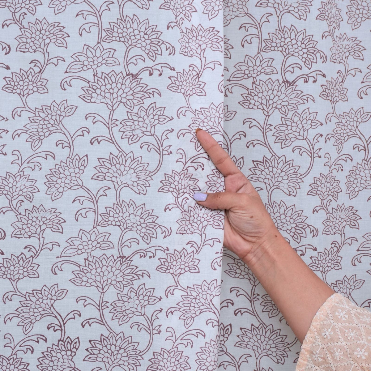 Wooden Block Print 100% Cotton Red Floral Curtain - Rajnigandha