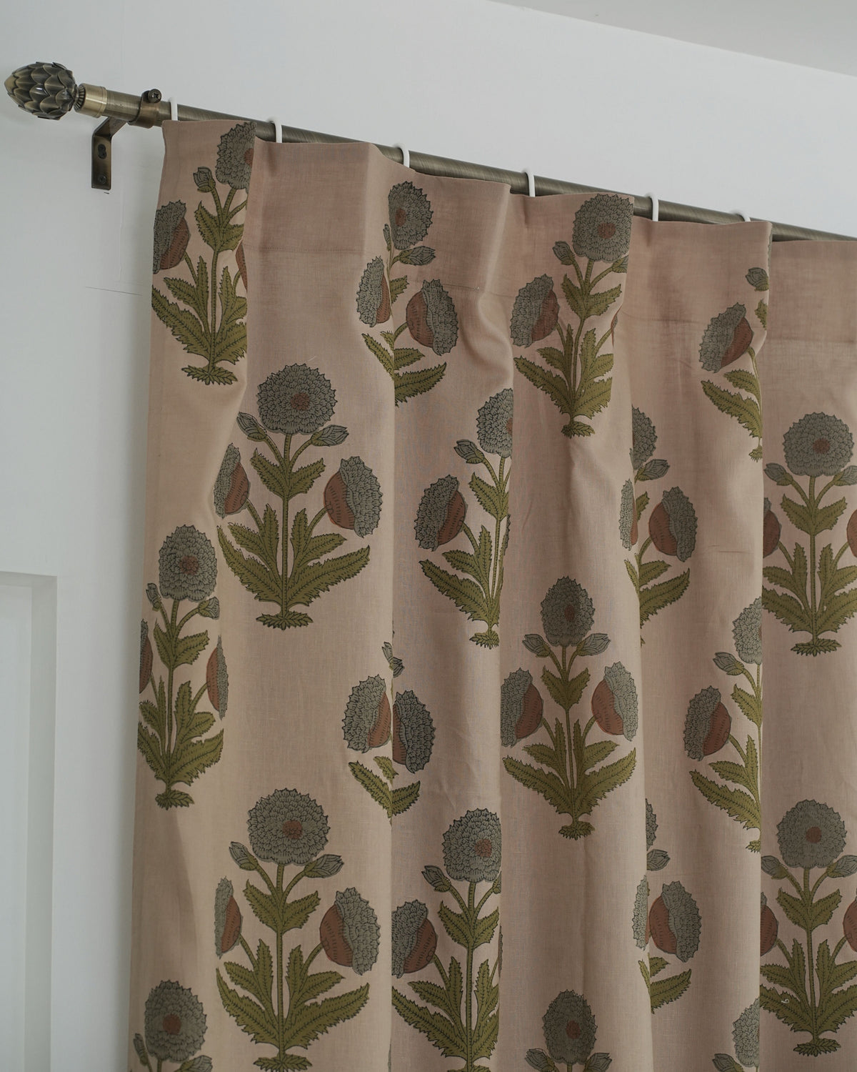 Block Print Viscose Colored Linen Ring Panel Drapery- Badshah