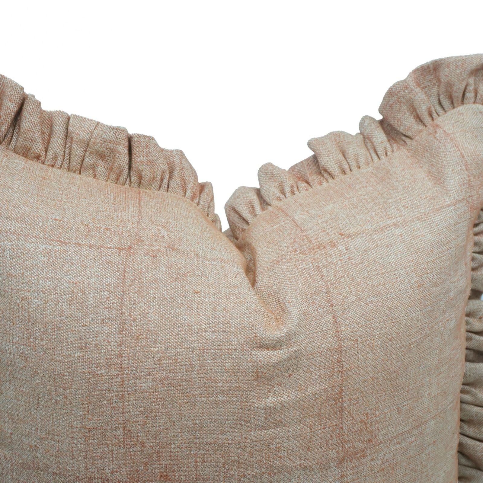 Solid Beige Thick Linen Ruffle Pillow Cover | Home Decor Accent