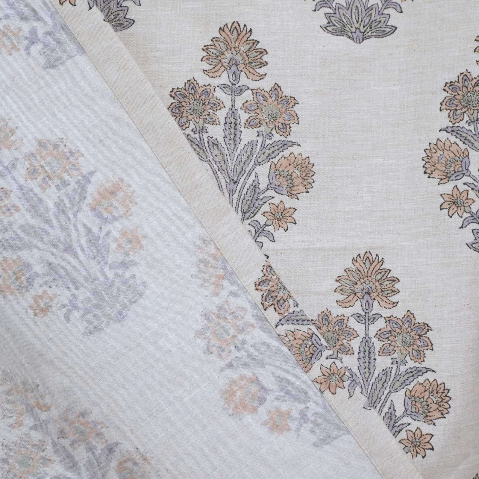 Indian Handmade Morpankh Floral Linen Blend Curtains 