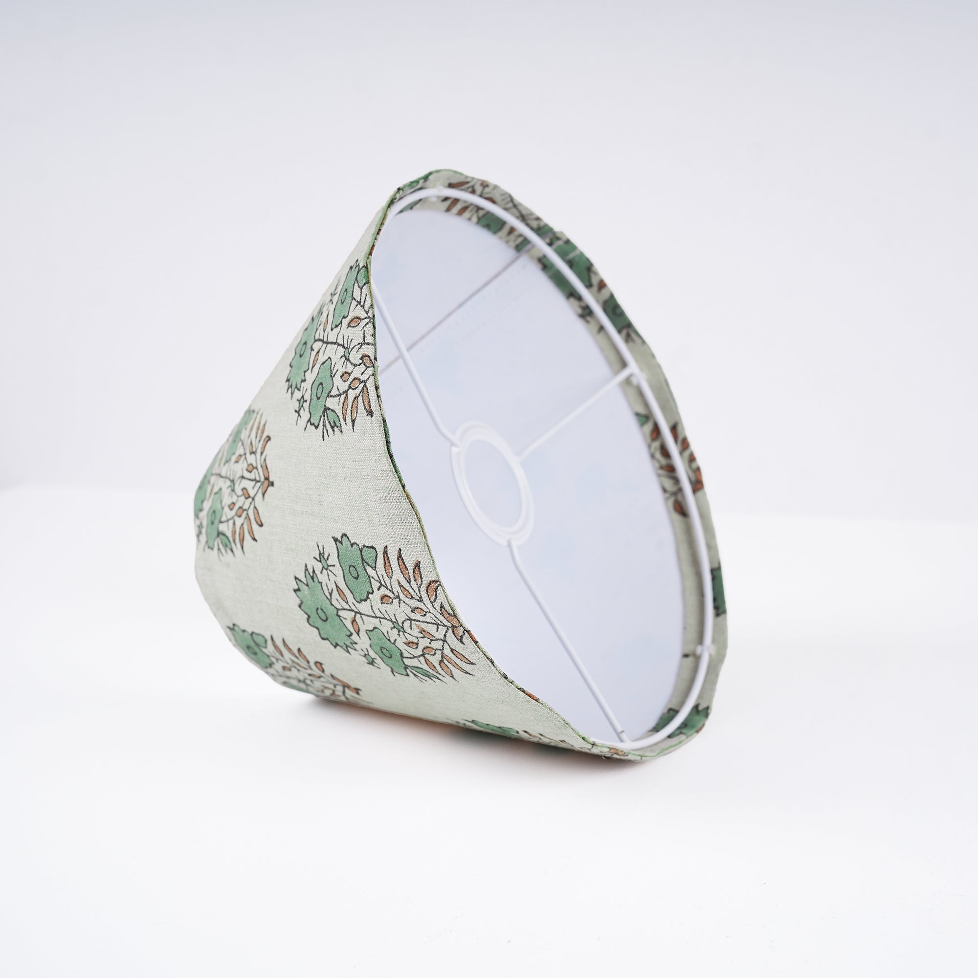 Indian Mayra Brown Block Print Pure Linen Table Lampshade