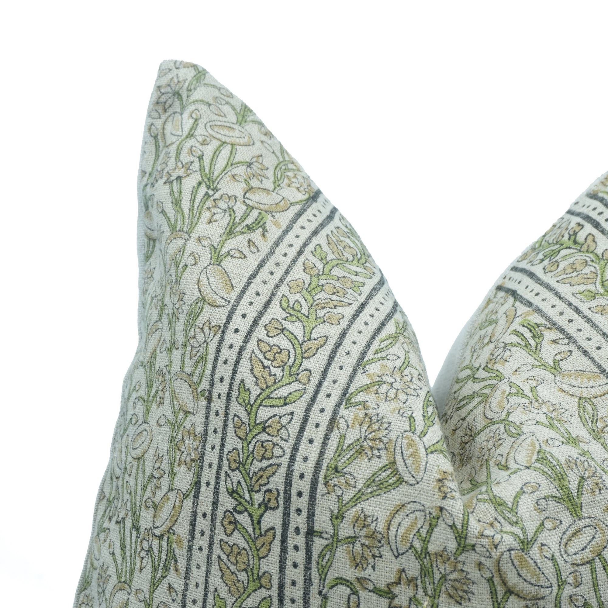 Pishta Border Brown Block Print Linen Sofa Pillow Cover