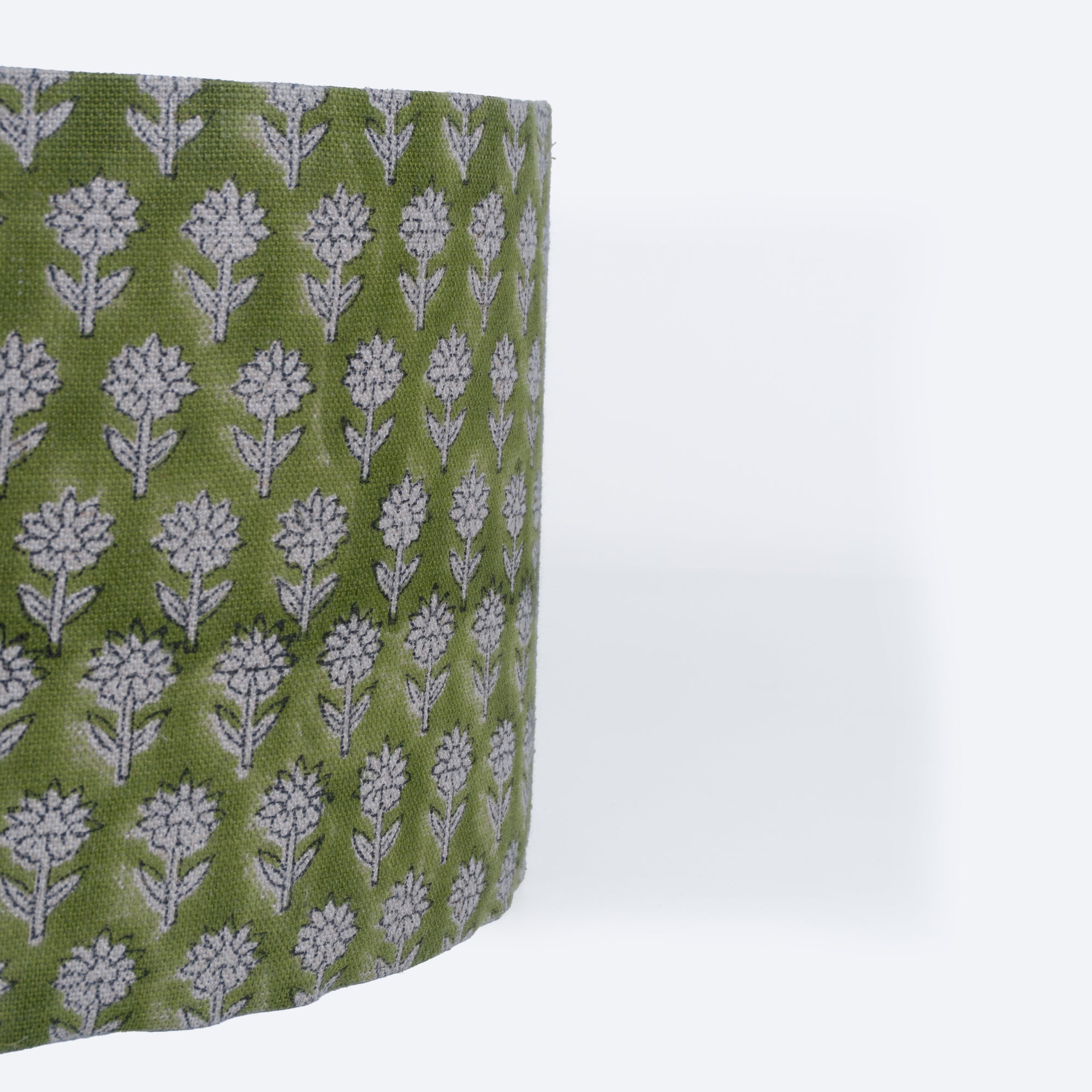 Olive Green Handcrafted Linen Floor Lampshade - Pankhudi