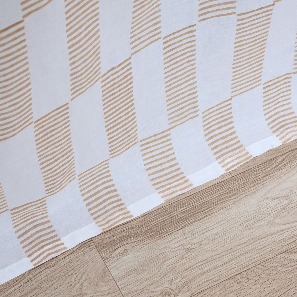 Pure Cotton Hand Block Print Tab Top Curtain - Zig Zag