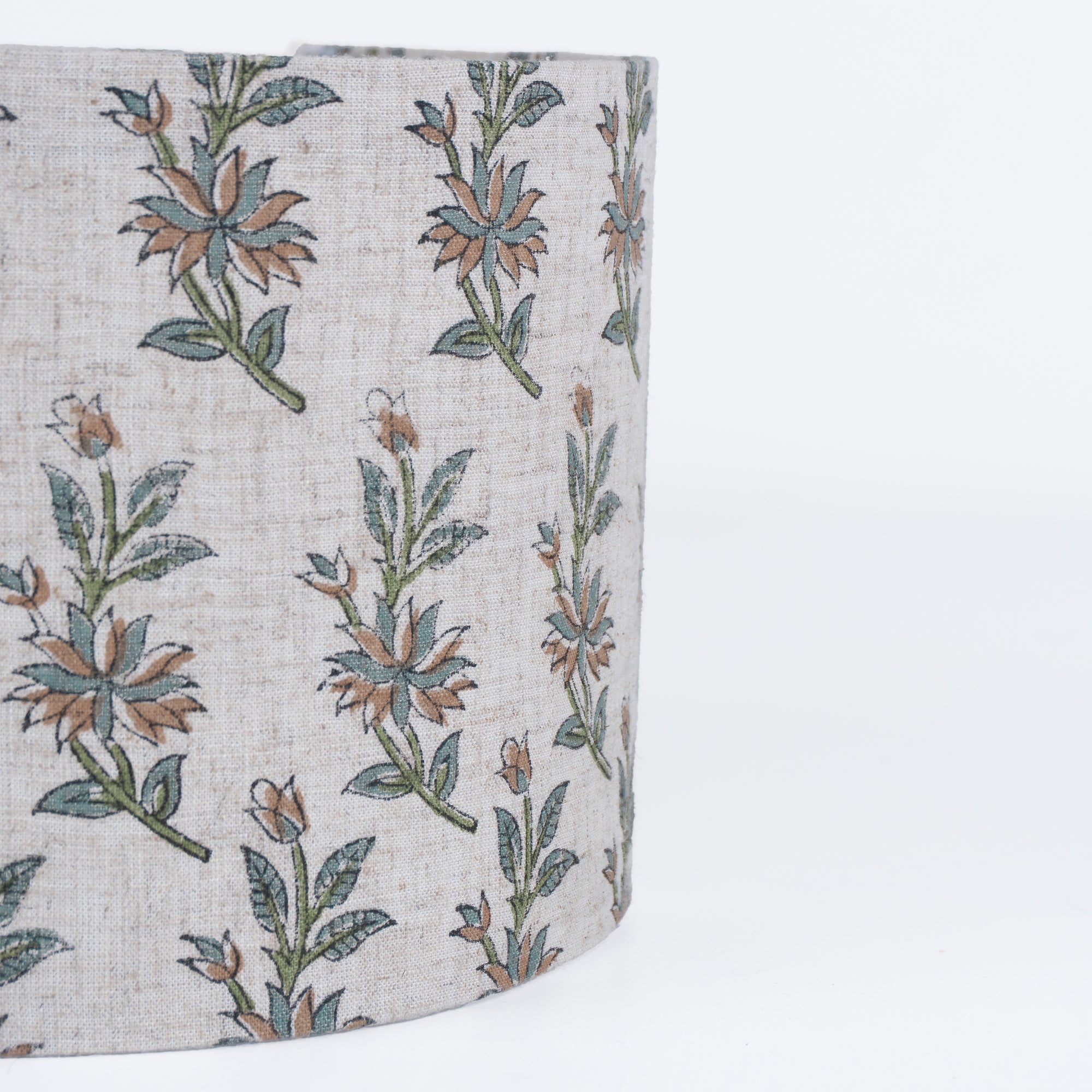 Block Printed Viscose Linen Dusty Peach Lampshade || Deepika