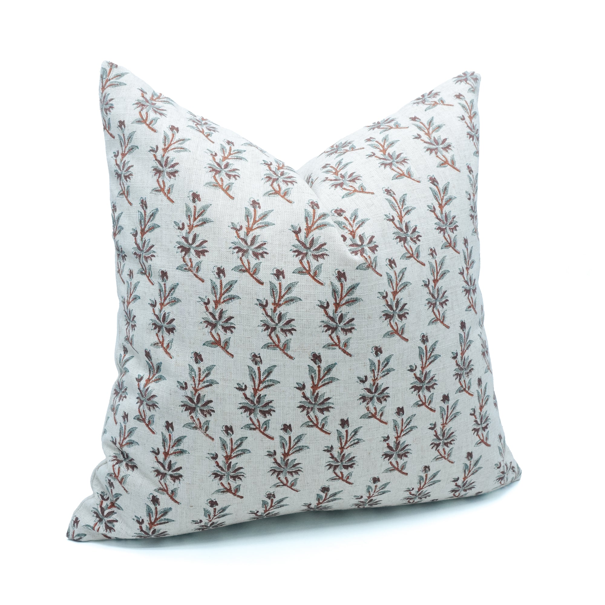 Deepika Indian Print Heavy Viscose Linen Cushion Cover Brown Floral 