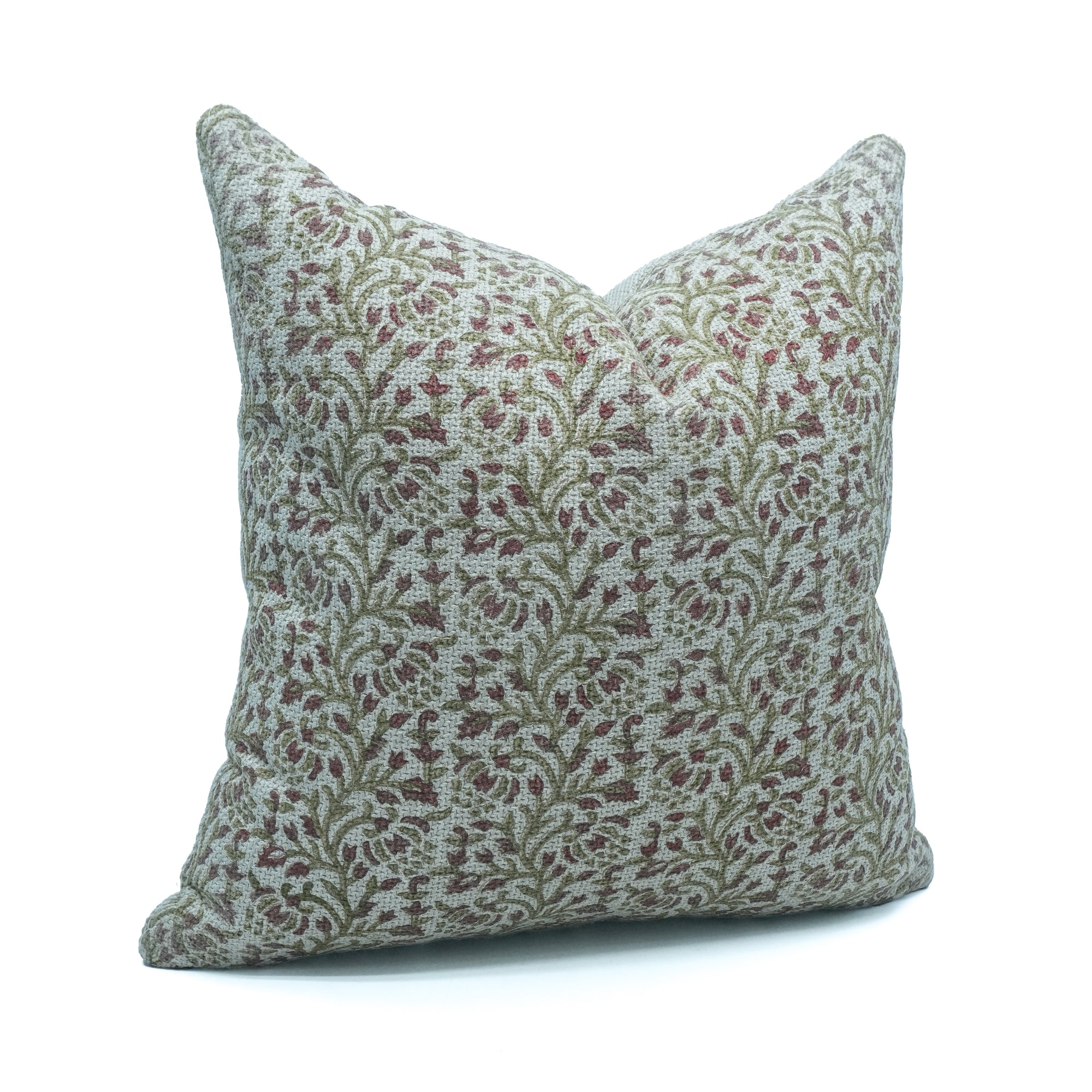 Suhana Bell Red Hand Block Print Jute Linen Cushion Case