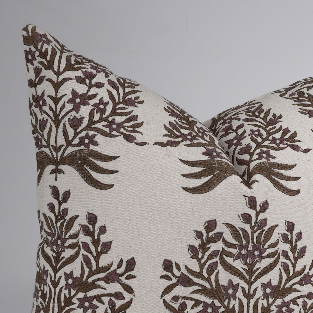 Virandavan Botanical Duck Canvas Block Print Throw Pillow 