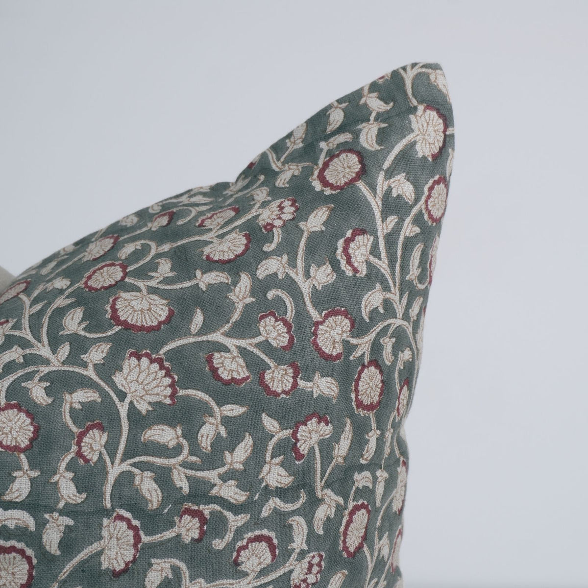 Block Print Pure Linen Throw Pillow Cover - Himachal