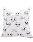 Handcrafted Block Printed Black Skeleton Pillow Cover on Thick White Cotton for Living Room Decor