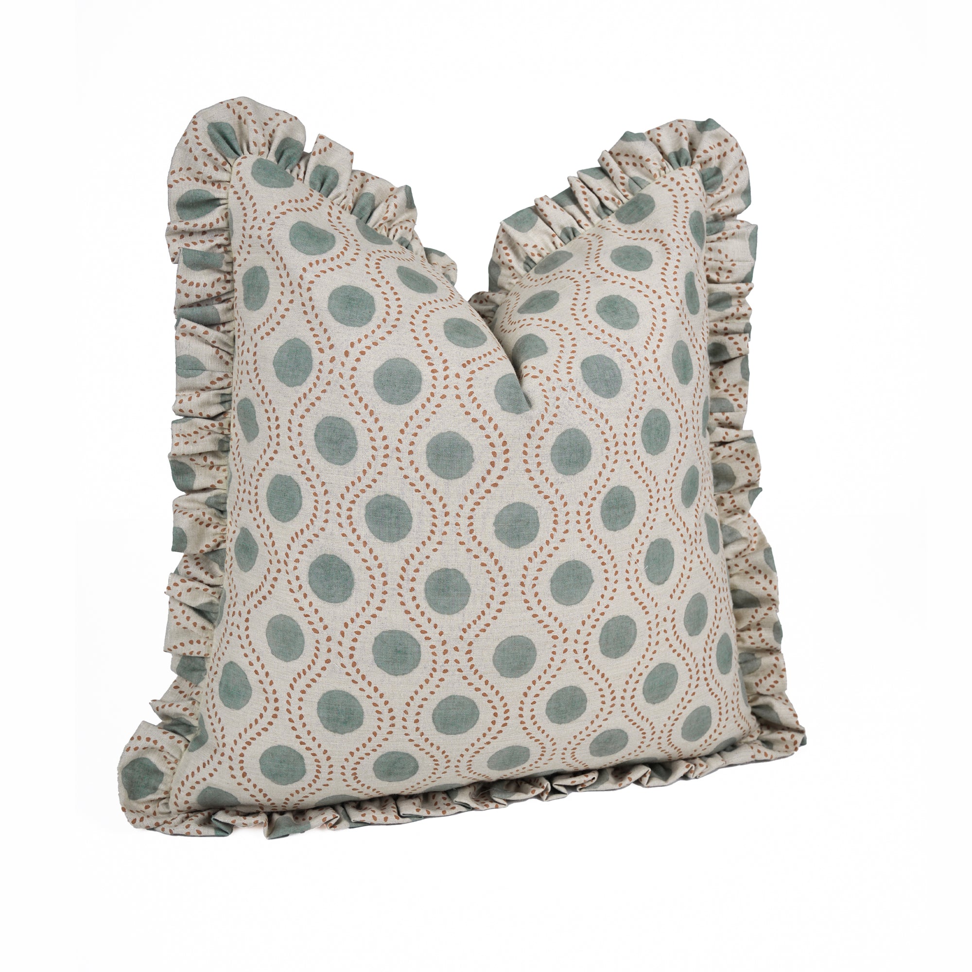 Handmade Boho Dotted Frill Pillow Cover – Rajbhog Block Print