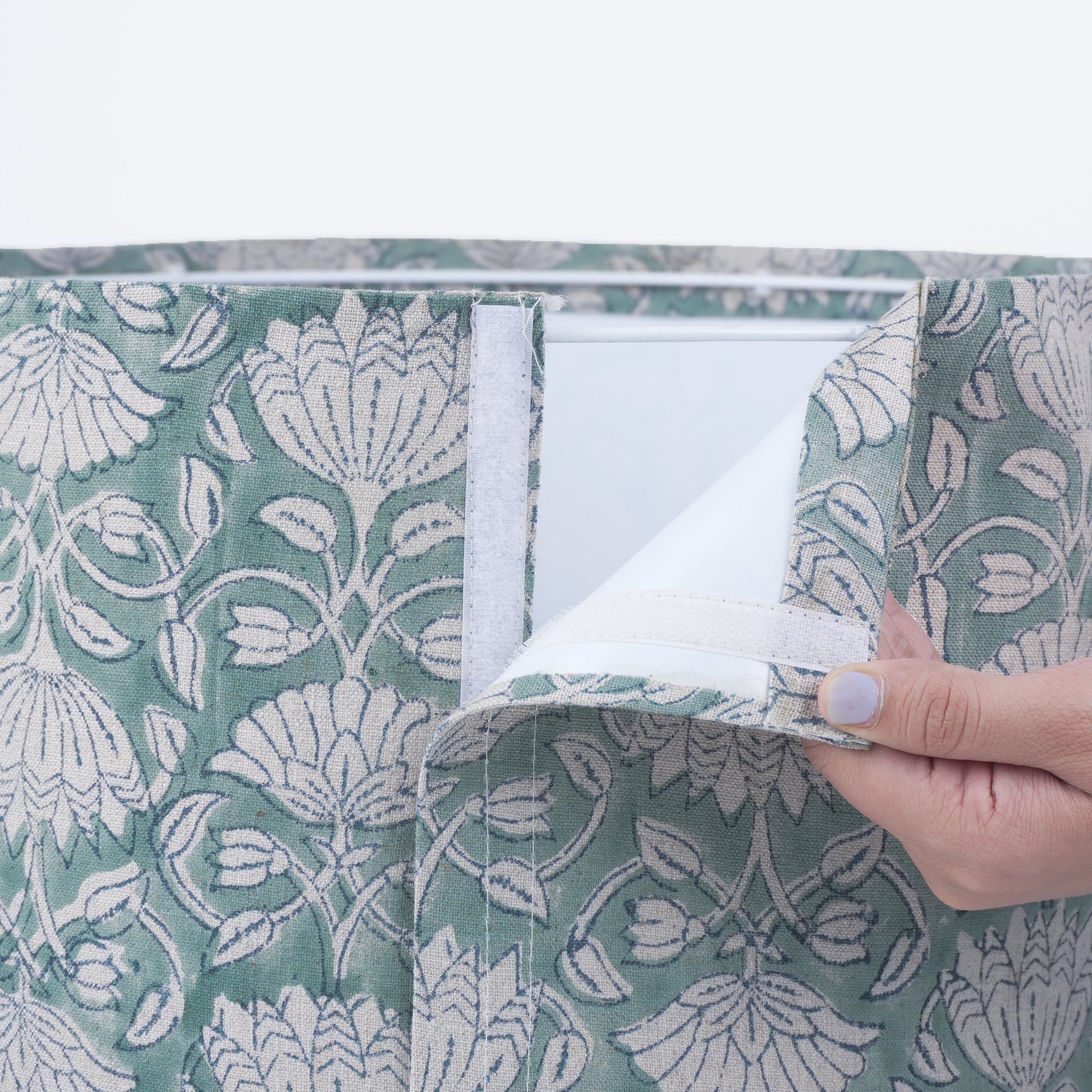 Sage Green Ulta Kamal Hand Printed Linen Drum Lampshade